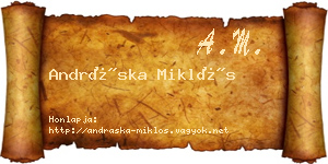 Andráska Miklós névjegykártya